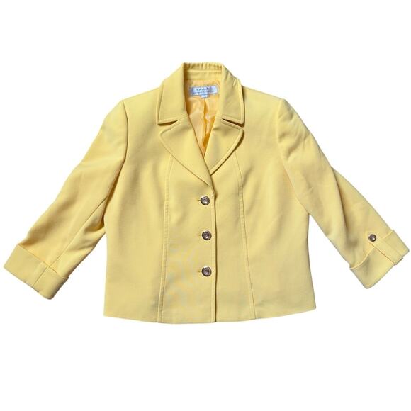 VTG Tahari Arthus S. Levine Yellow Blazer Sz 12 Career Business Office Teacher - Picture 2 of 6